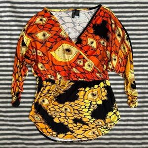Vibrant Orange and Yellow Women's Top